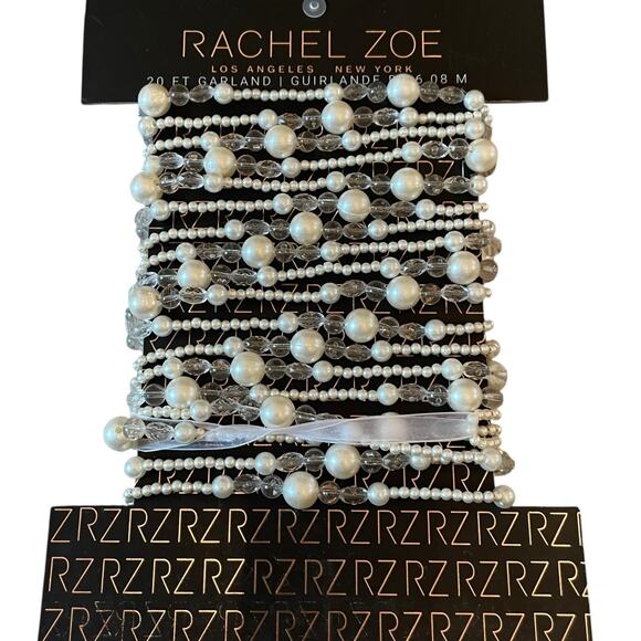 Rachel Zoe Garland Faux Pearl Iridescent Beads 20ft Christmas Tree Wreath Mantel - Picture 3 of 9